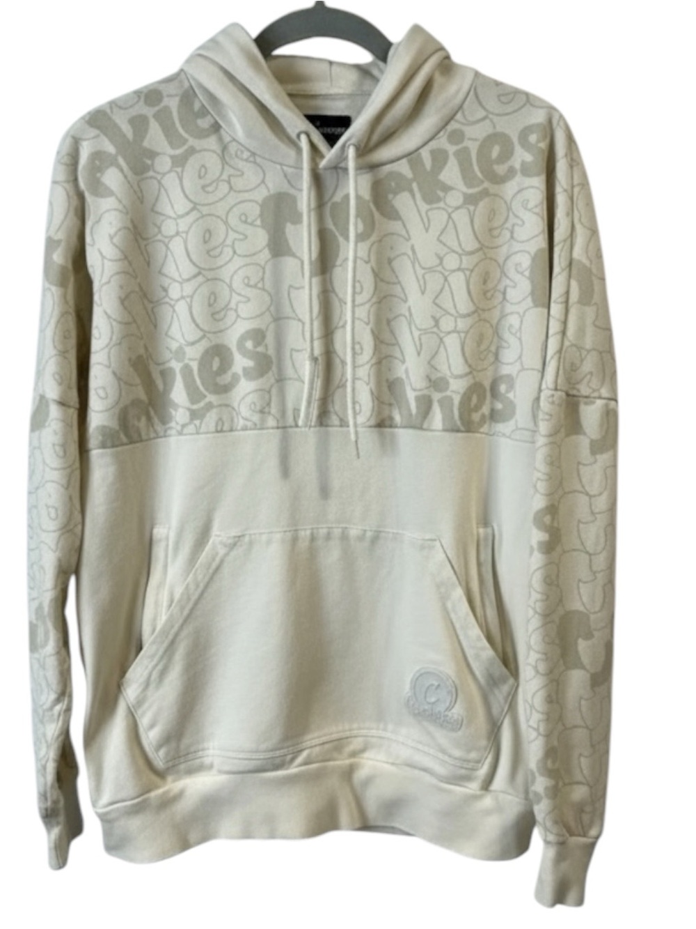 Cookies SF Gulfstream Cream Tonal Block-Print Pullover Hoodie Mens/Unisex Sz M